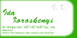 ida koroskenyi business card